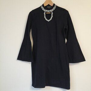 INC International Concepts Women Bead Long Sleeve Pullover Sweater Black PM